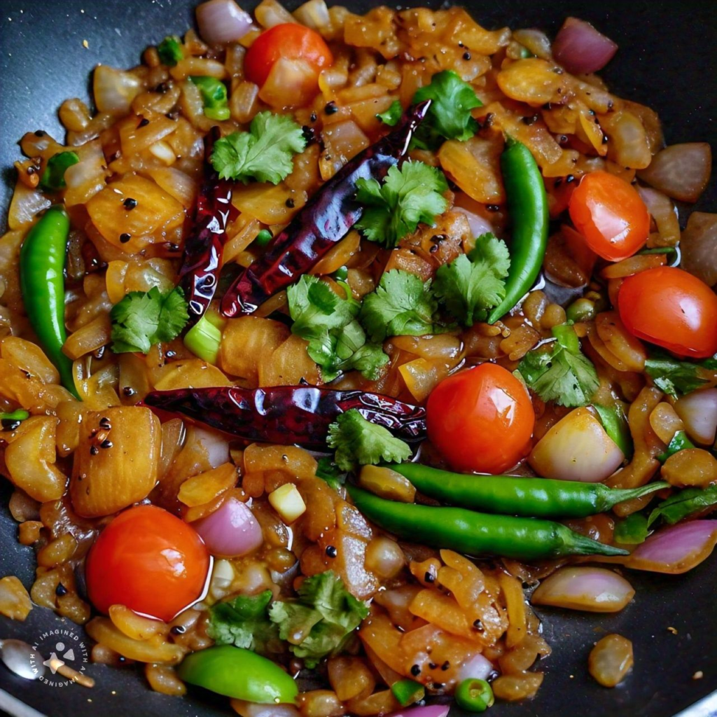 adding tomatoes in spices