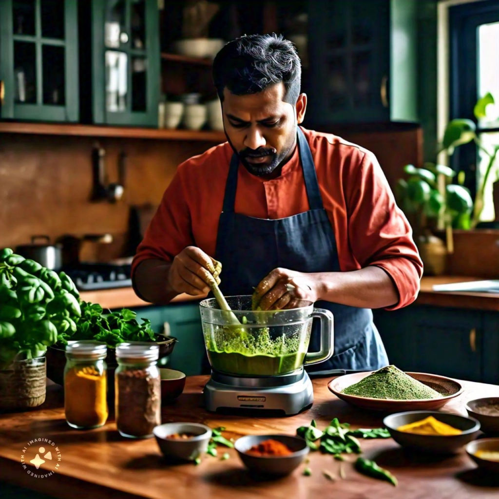 blending spinach