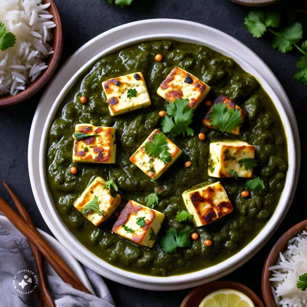 Spicy palak paneer