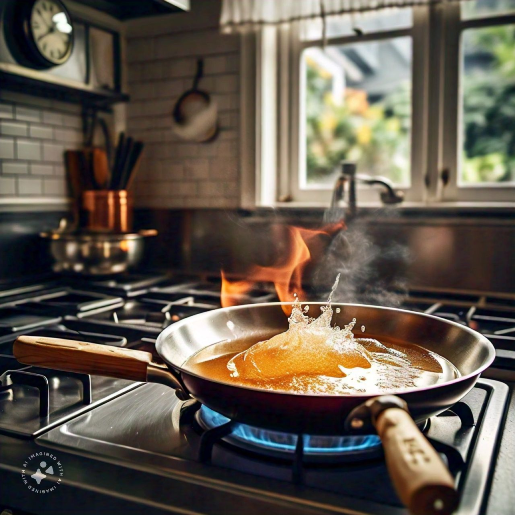 preparing sugar syrup for gulab jamuns