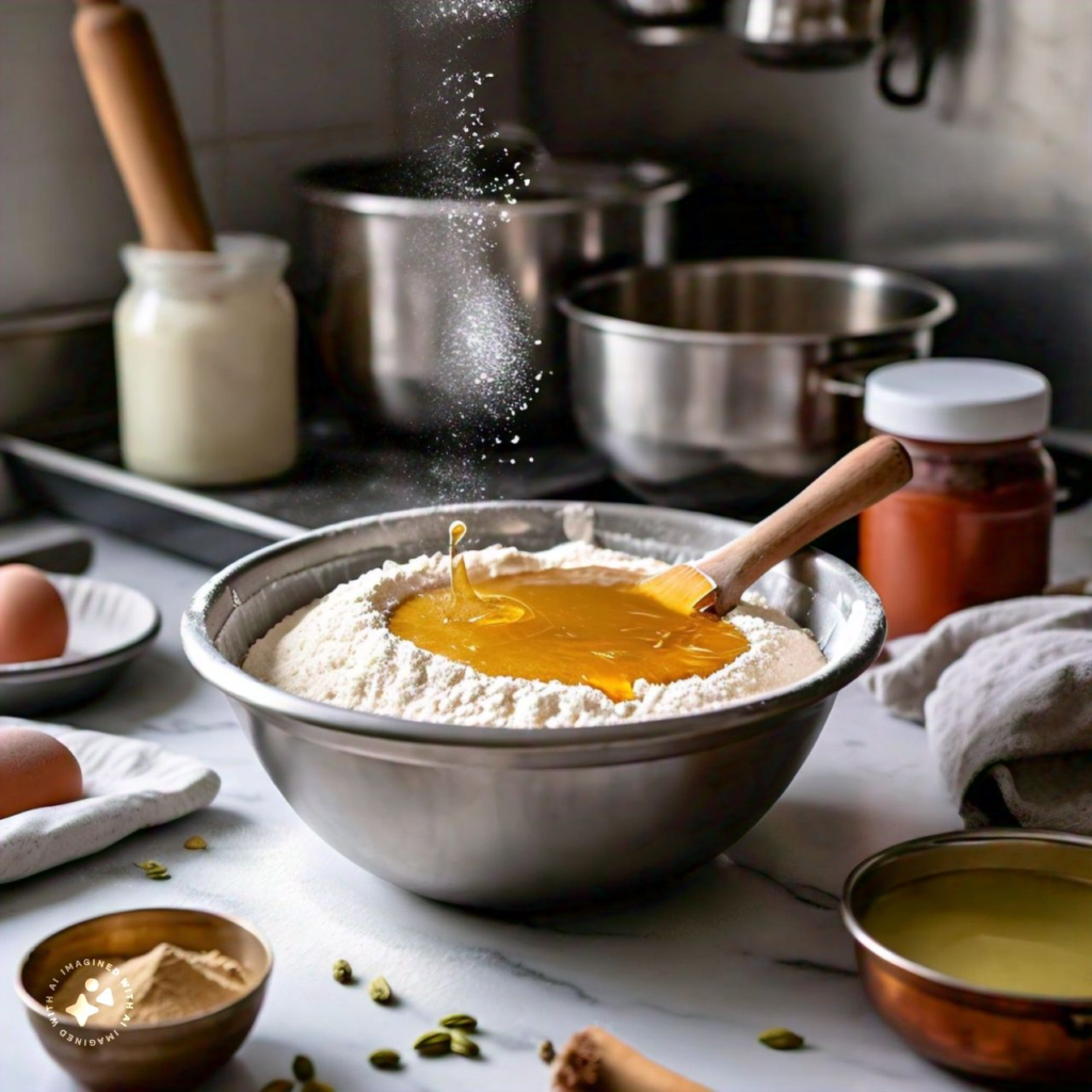 blending ingrediants for dough