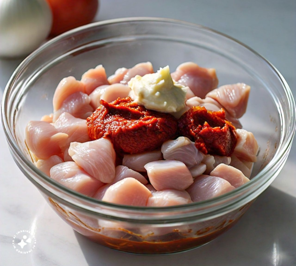 adding tomato onion and ginger garlic paste