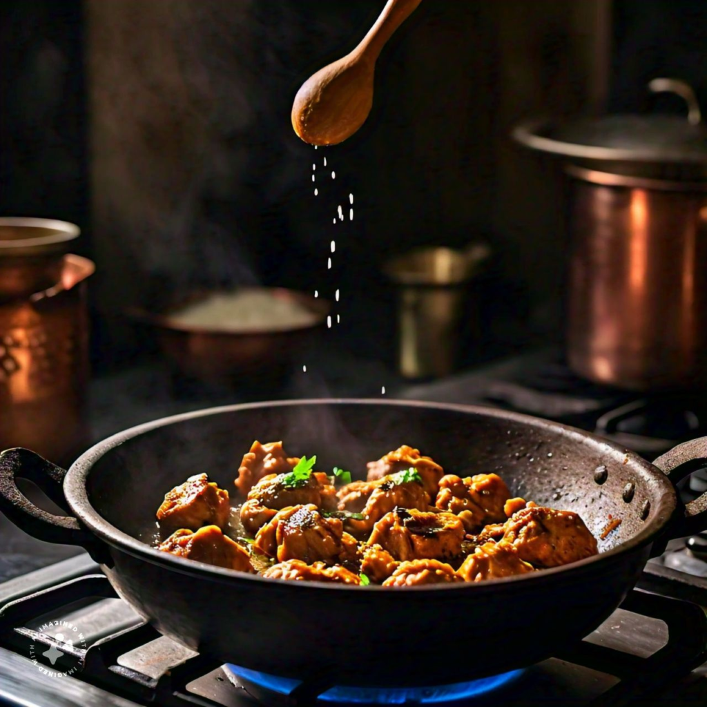 roasting fiery chicken karahi