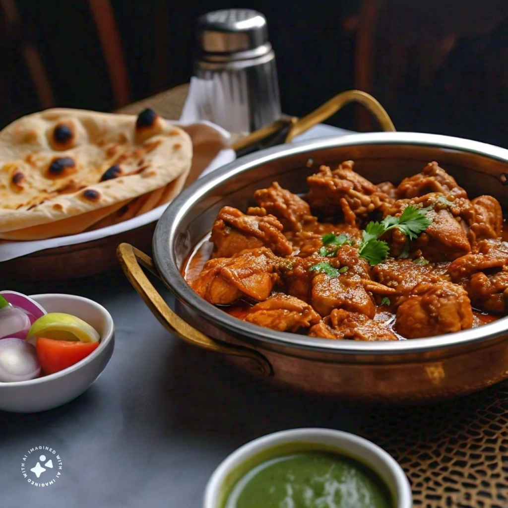 fiery chicken karahi ready to serve