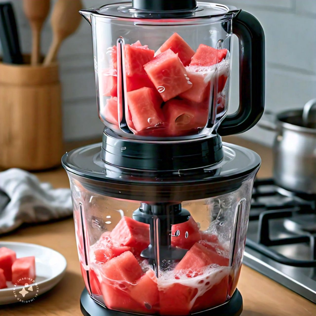 preparing watermelon juice