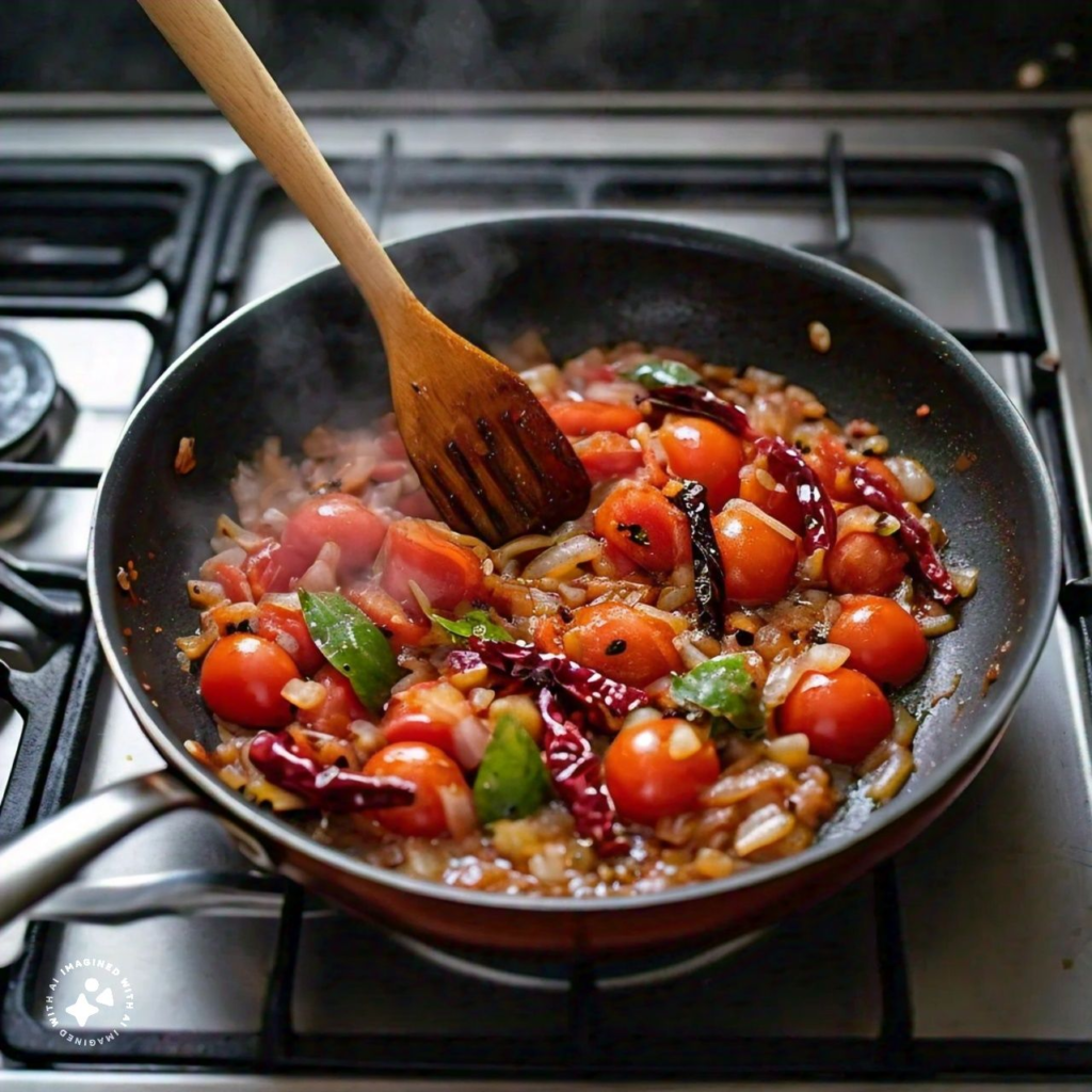 adding spices and tomato