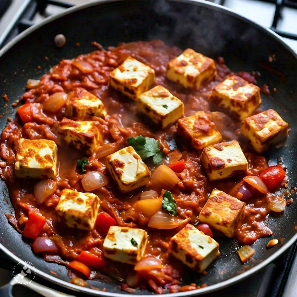 adding  paneer in gravy