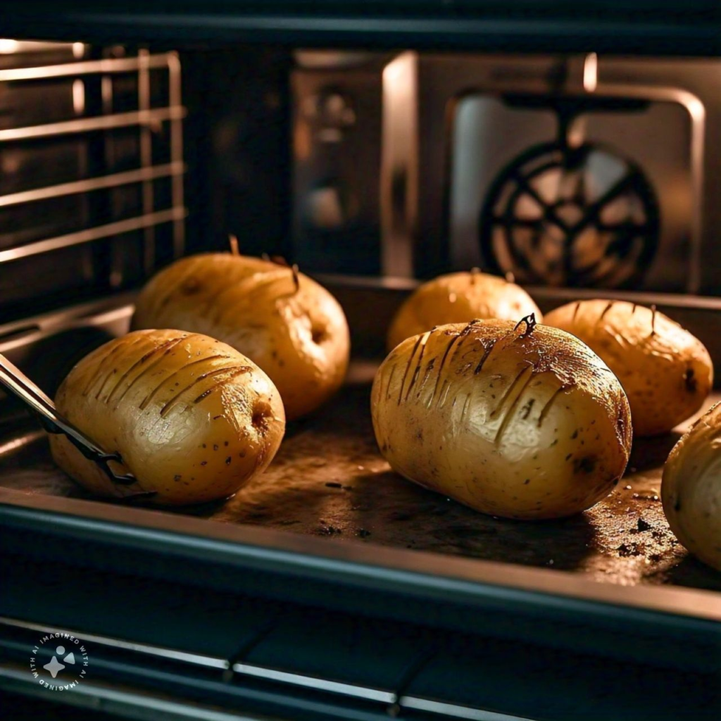 place the potato over oven rack for baking