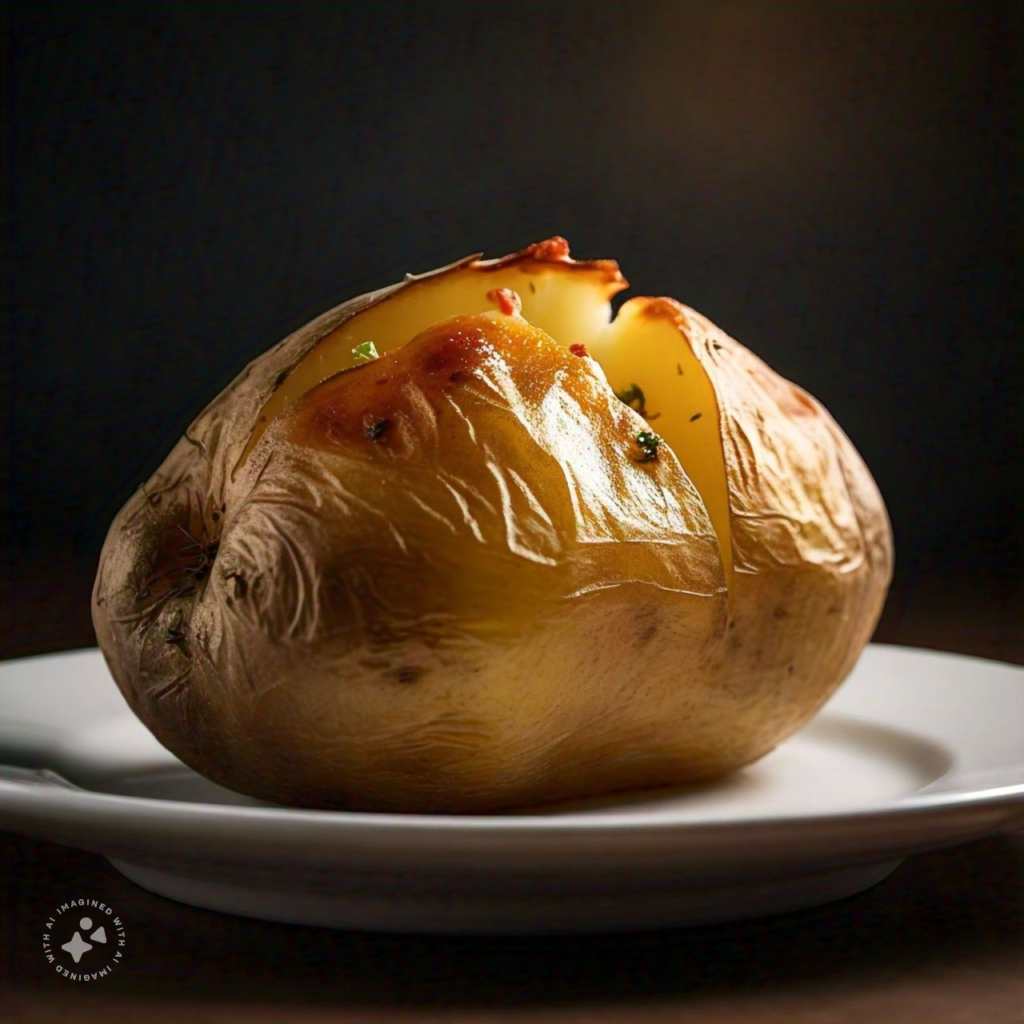  baked potato removing from oven