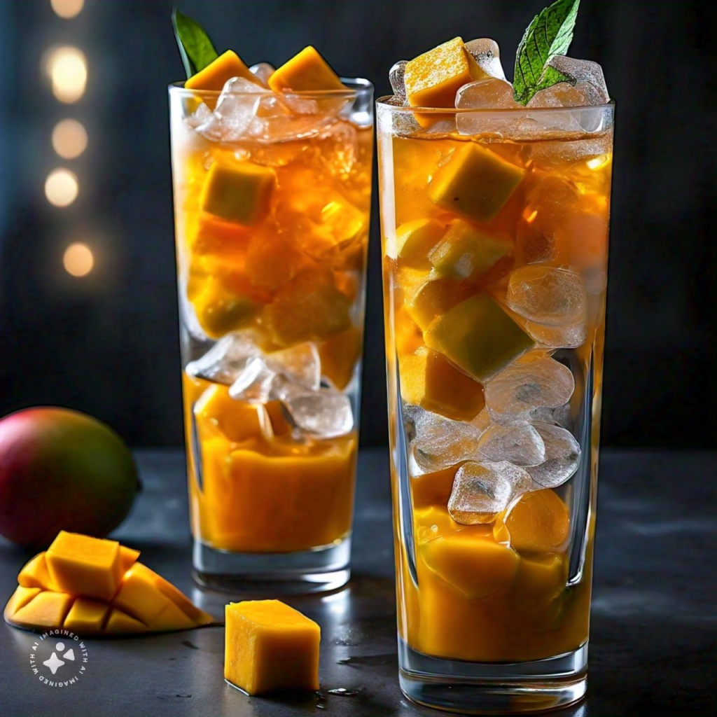  ivce cubes mango puree honey  for mango mojito