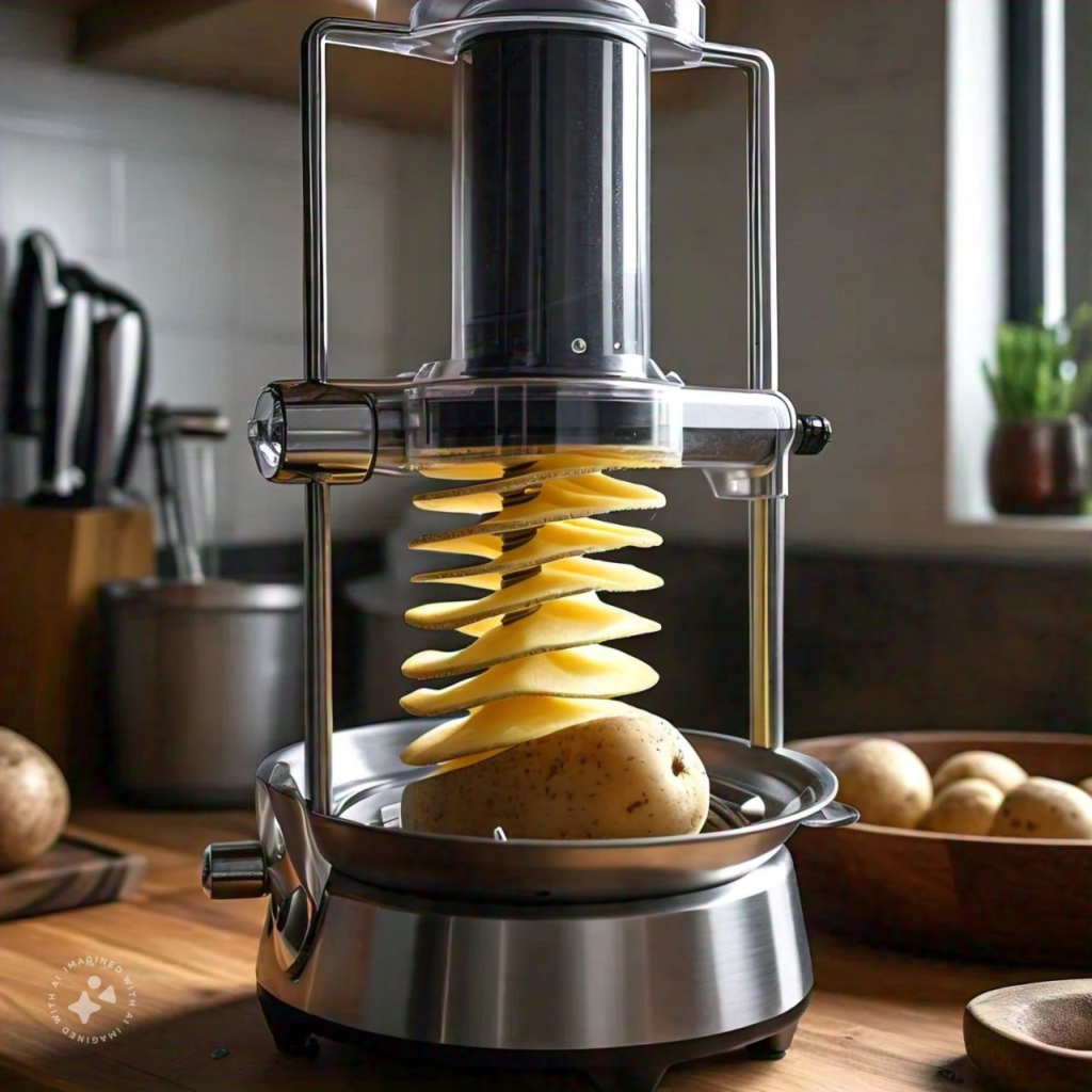 making effortless Indian potato spiral with the help of spiralizer 