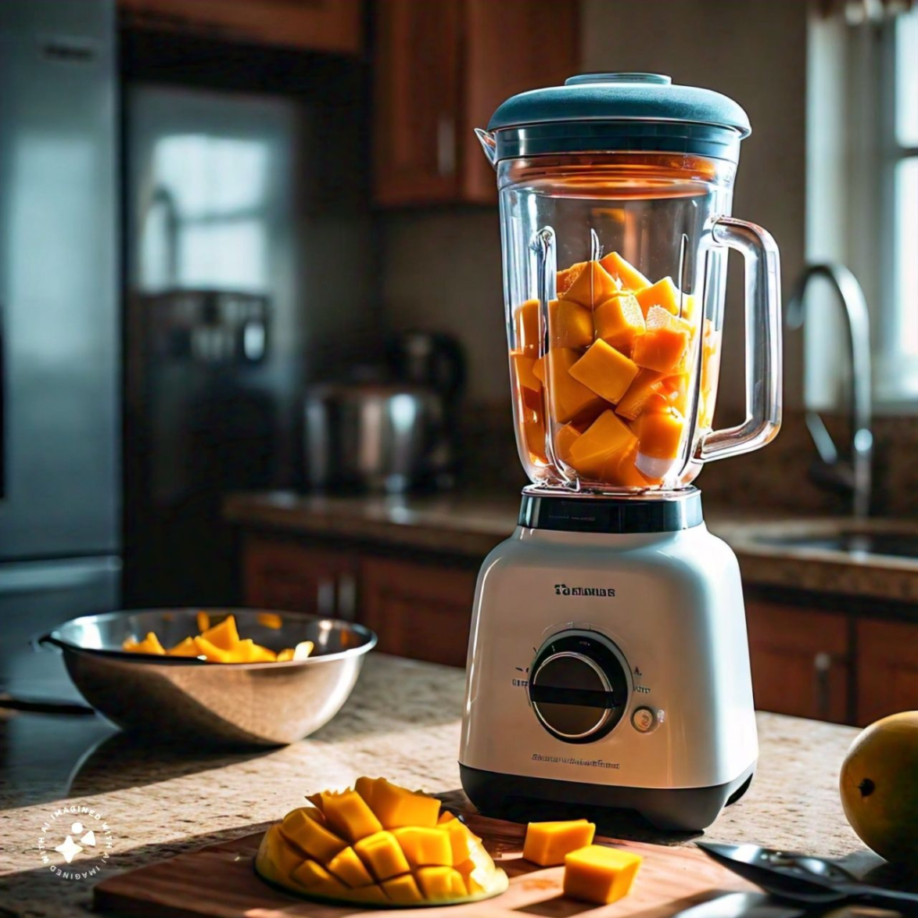 blending mango chunks