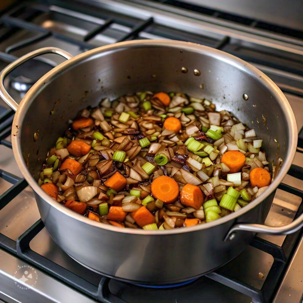 adding vegetables for delicious beef stew