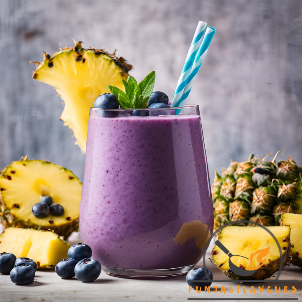 tasty and healthy blueberry and pineapple smoothie