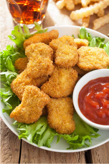 Delicious and crispy chicken nuggets