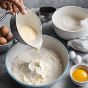 preparing batter for crepe