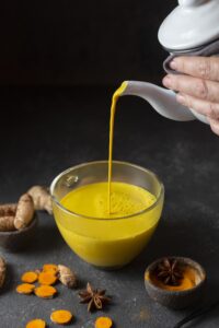 healthy turmeric drink is ready serve warm