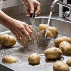 cleaning potatoes