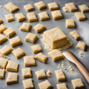 cutting the dough into bite size pieces