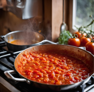 cooking tomatoes for chutney