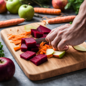 chopping the fruit