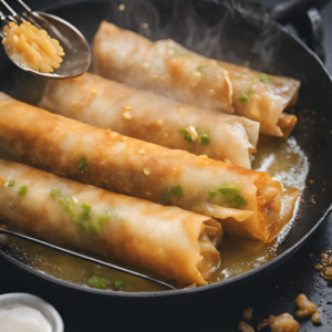 frying rolls in oil