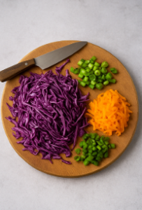 cutting the vegetables