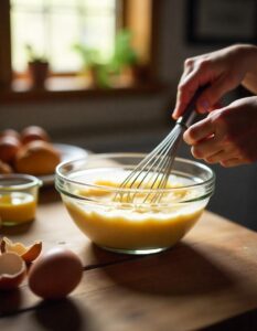 mixing the waffle batter